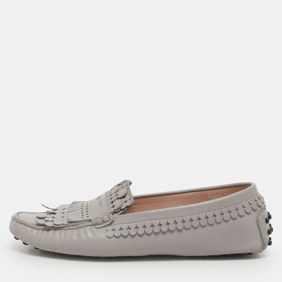 Tod´s Grey Leather Loafers Size 37.5,New Products : American Fashion Style Bags On Sale